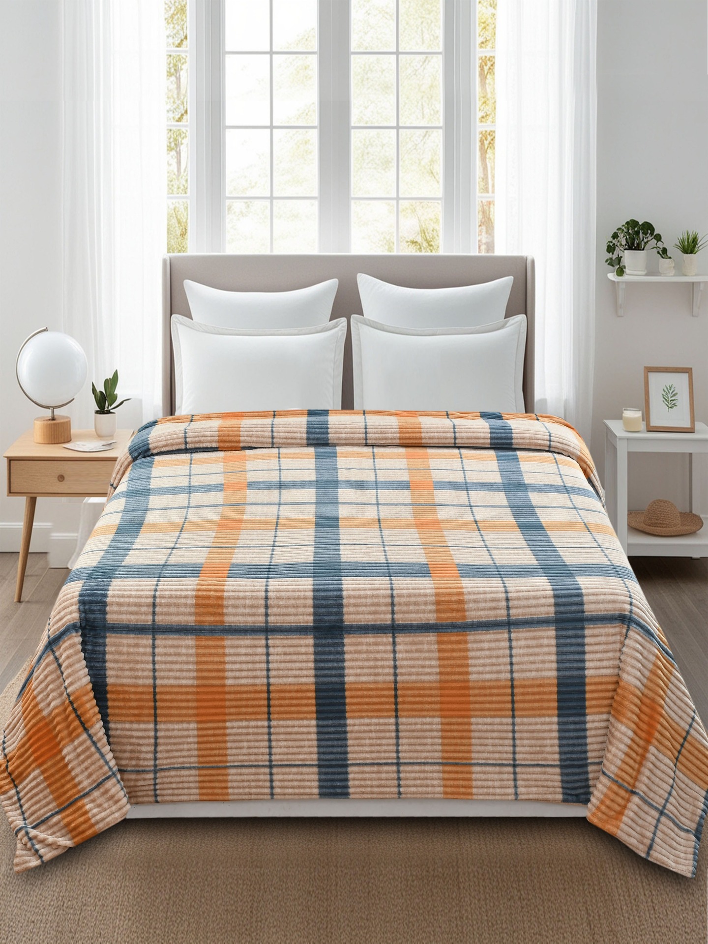 MORADO 190 GSM Flannel Super Soft Warm Double Bed Quilt Cover/Duvet Cover/Rajai Cover/Blanket Cover for Winters with Zipper -90x100 Inches, Mustard