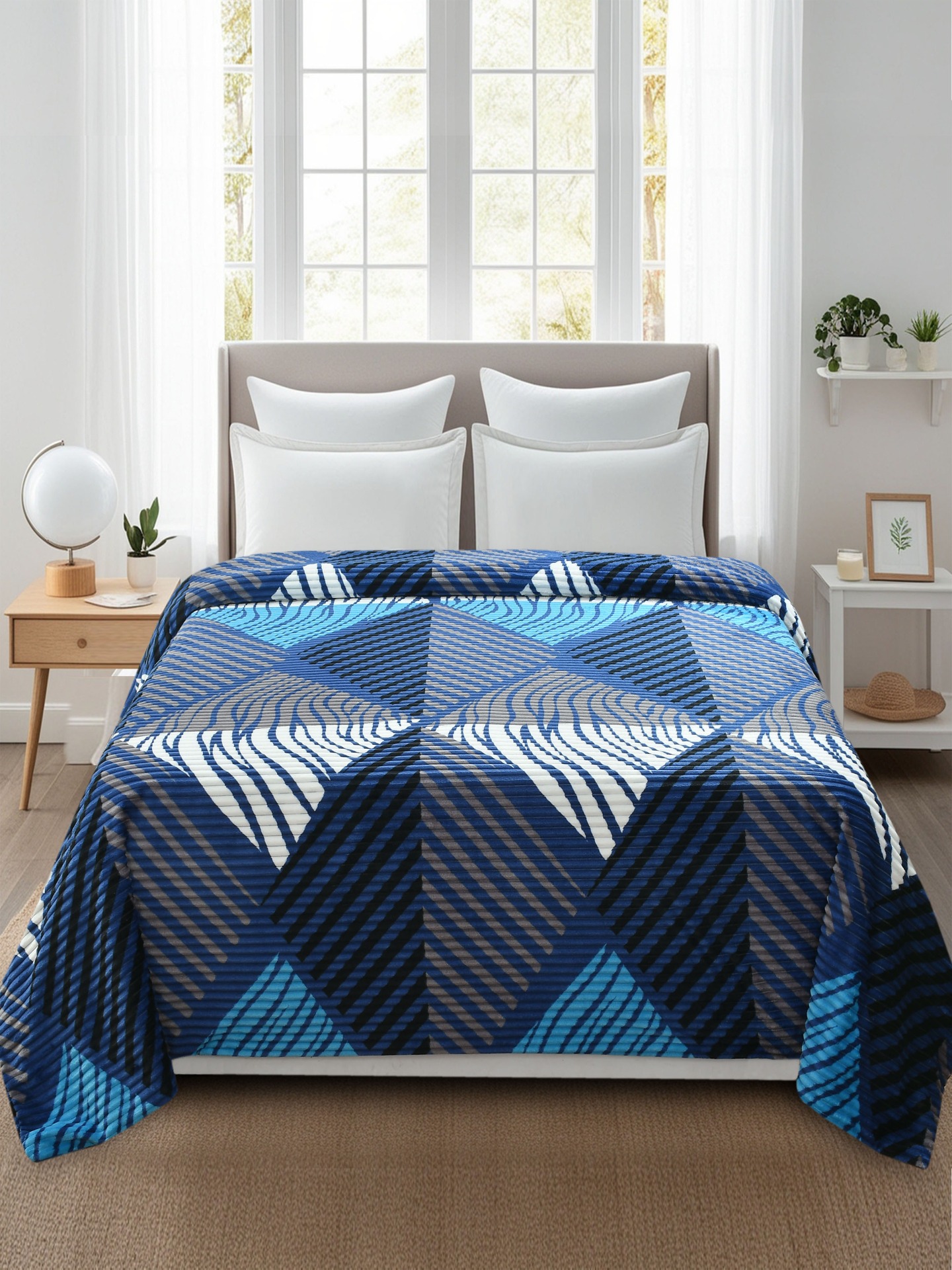 MORADO 190 GSM Flannel Super Soft Warm Double Bed Quilt Cover/Duvet Cover/Rajai Cover/Blanket Cover for Winters with Zipper -90x100 Inches, Blue