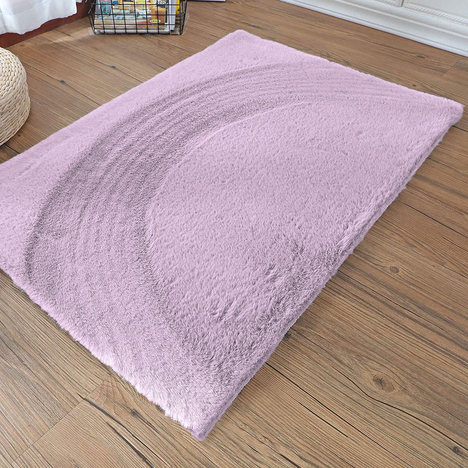 LUXE HOME INTERNATIONAL LuxeHomeBathMatSuperSoftAntiSkidRabbitFur(1000GSM)BathroomMats(60x90cm,Lilac)Packof1 - 60x90 cm, Lilac