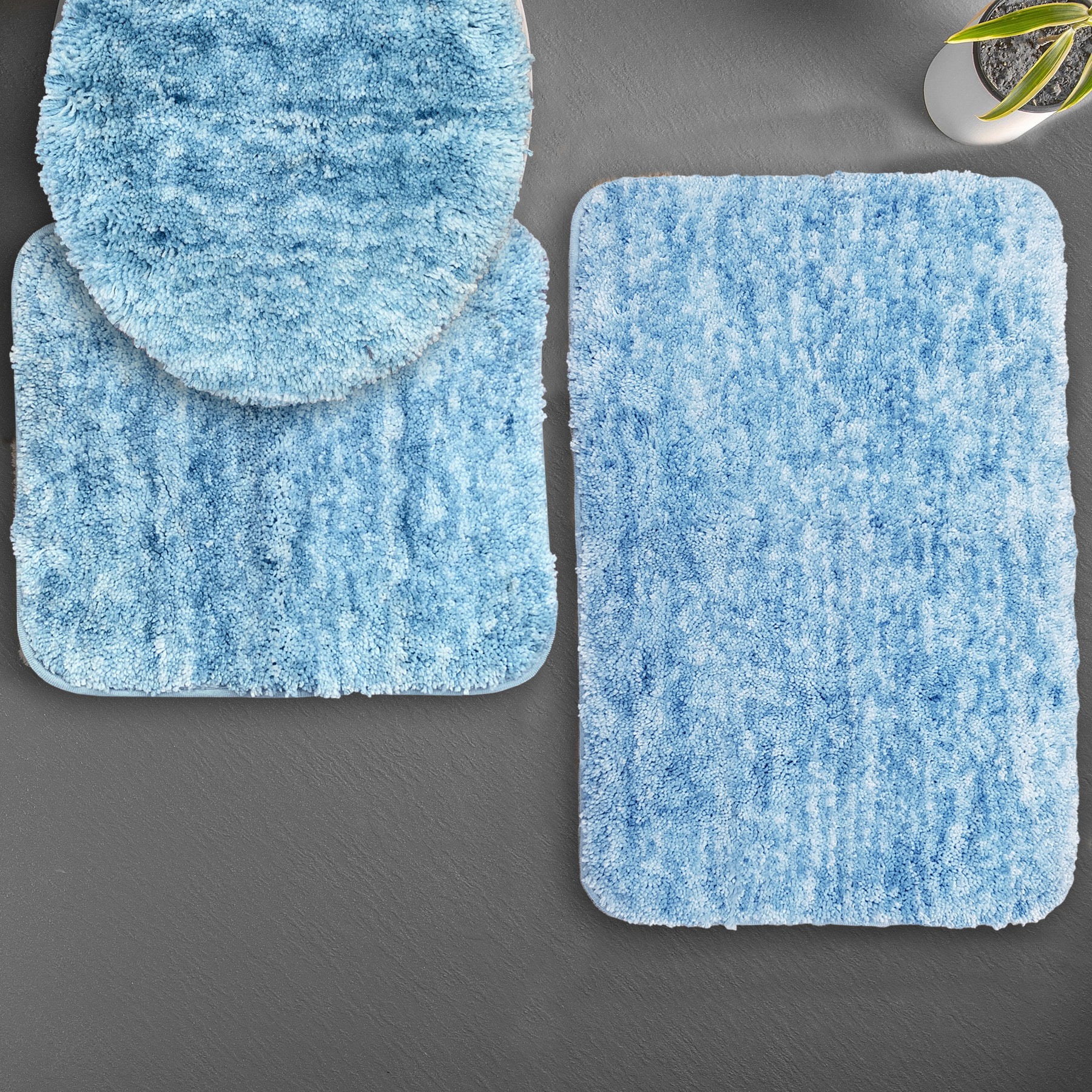 LUXE HOME INTERNATIONAL Luxe Home Bath mat Super Soft Anti Skid Hawaii Contour Set of 3 Piece Rugs for Bathroom ( Cloud, Medium ) - 45x75 cm, Cloud