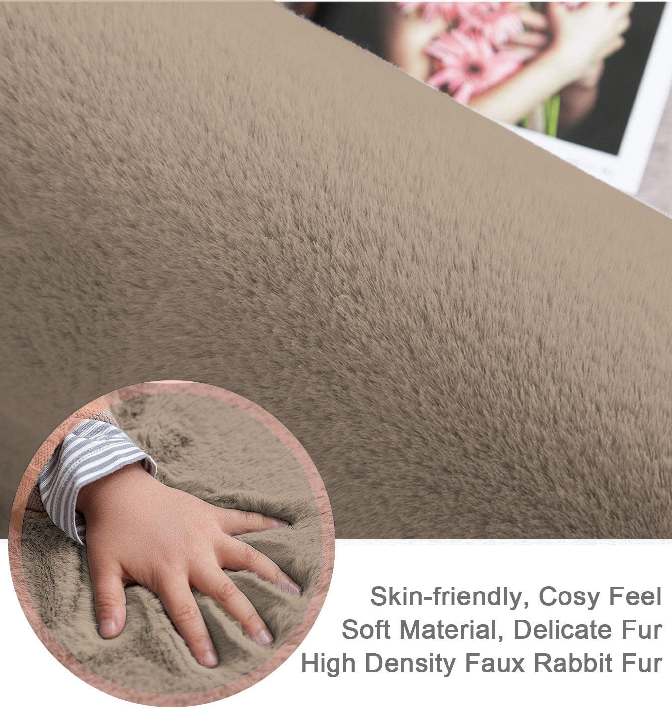 LUXE HOME INTERNATIONAL Carpet Super Soft Anti Skid Rabbit Fur Area Rugs for Bedroom, Living-Room, Office, Hotels - 6x9 Feet