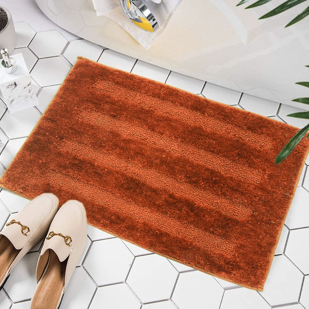 Luxe Home Bathmat 2500 GSM Microfiber Anti Skid Water Absorbent Machine Washable and Quick Dry Classic Mats for Bathroom, Kitchen, Entrance (Rust, 45cm x 75cm, Pack of 1)