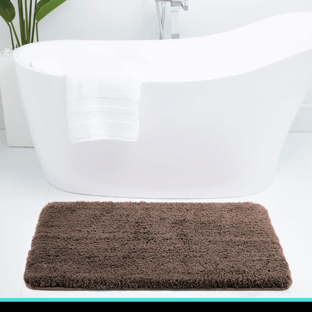 LUXE HOME INTERNATIONAL LuxeHomeBathmat2800GSMMicrofiberAntiSlipWaterAbsorbentMachineWashableandQuickDryVegasMatsforBathroom,Kitchen,Entrance(Cocoa,45x75Cm,Packof1) - Cocoa