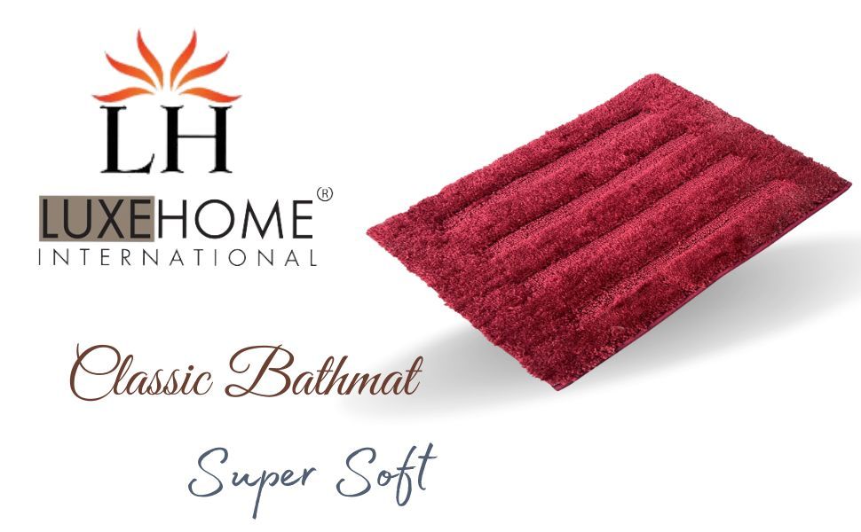 LUXE HOME INTERNATIONAL Bathmat Classic Microfiber 2500 GSM Anti-Skid ( 45x75 cm, Maroon, Pack of 1 ) - Maroon