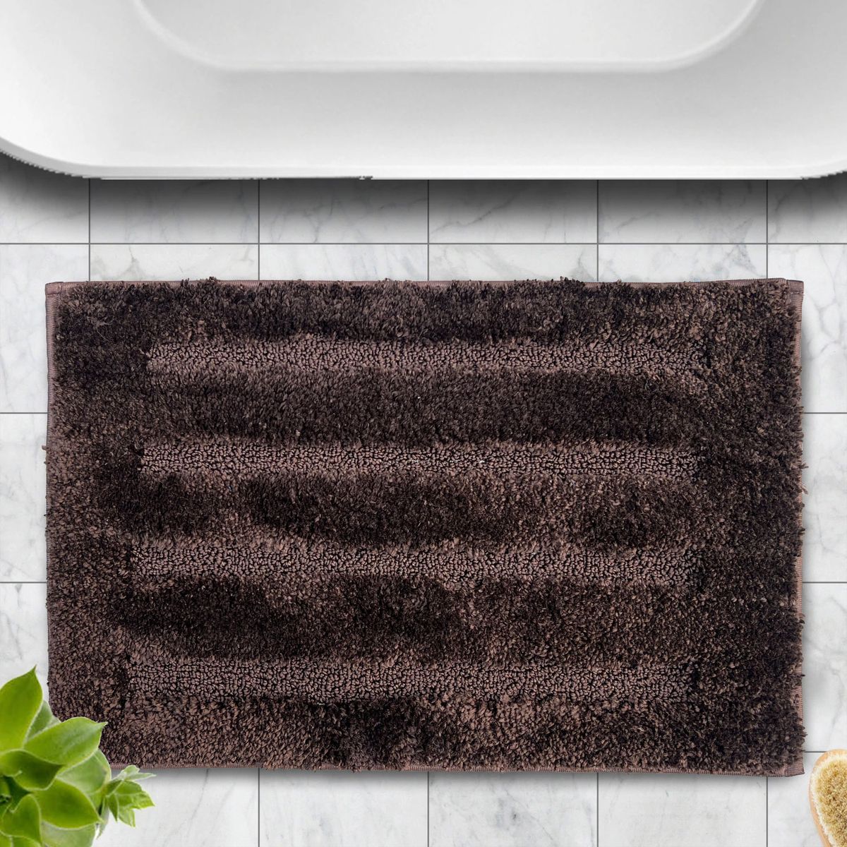 LUXE HOME INTERNATIONAL Bathmat Classic Microfiber 2500 GSM Anti-Skid ( 40x60 cm, Chocolate, Pack of 1 ) - Chocolate