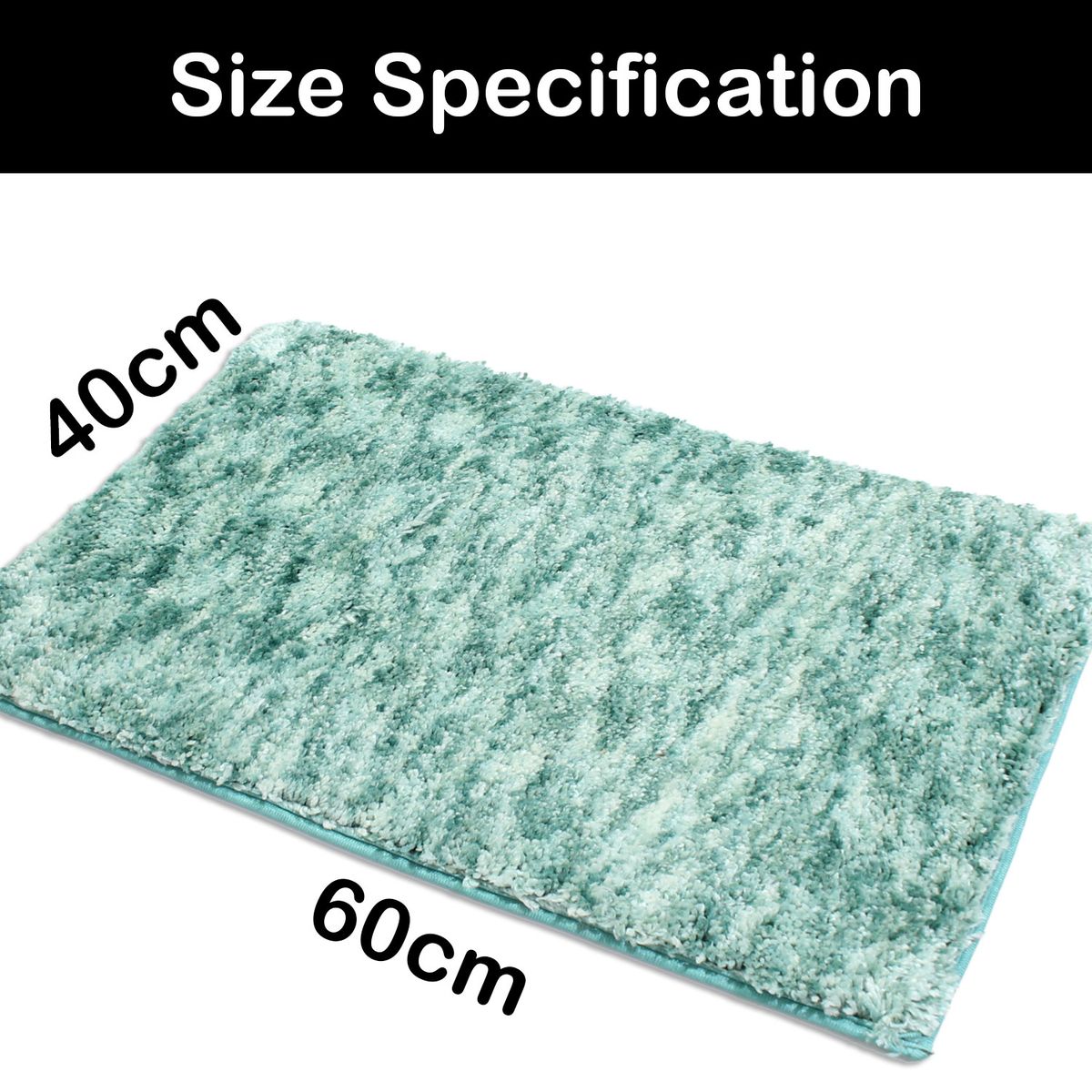 LUXE HOME INTERNATIONAL Bathmat Hawaii Microfiber 2500 GSM Anti-Skid ( Aqua , 40 Cm x 60 Cm , Pack of 1 ) - Aqua