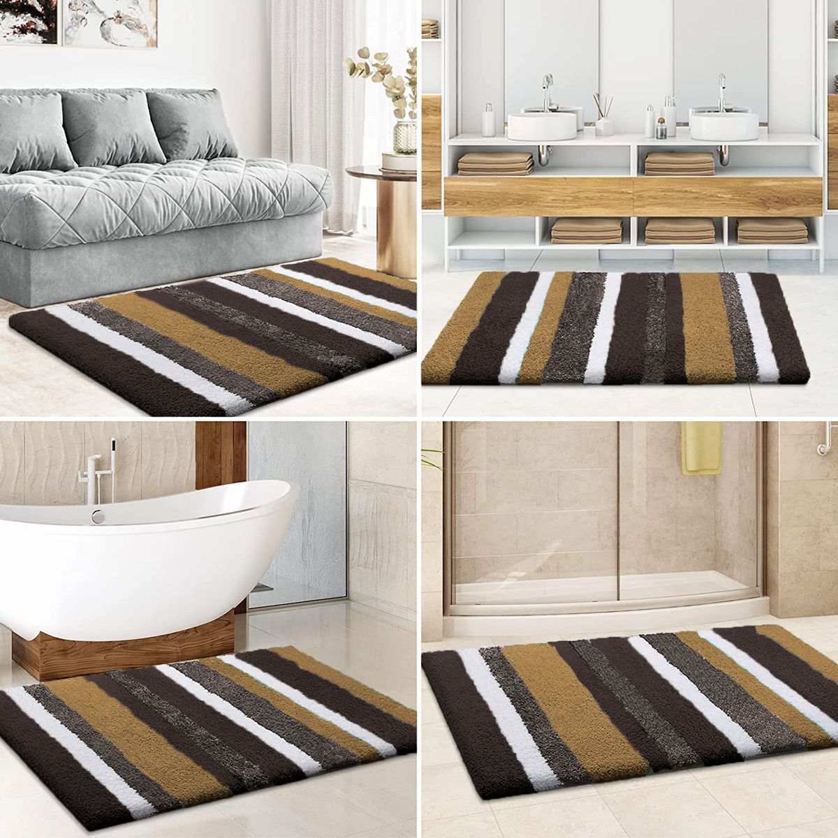 LUXE HOME INTERNATIONAL Bathmat Italia Microfiber 2500 GSM Anti-Skid Super Soft ( A.Gold , 45 Cm x 75 Cm , Pack of 1 ) - A.Gold