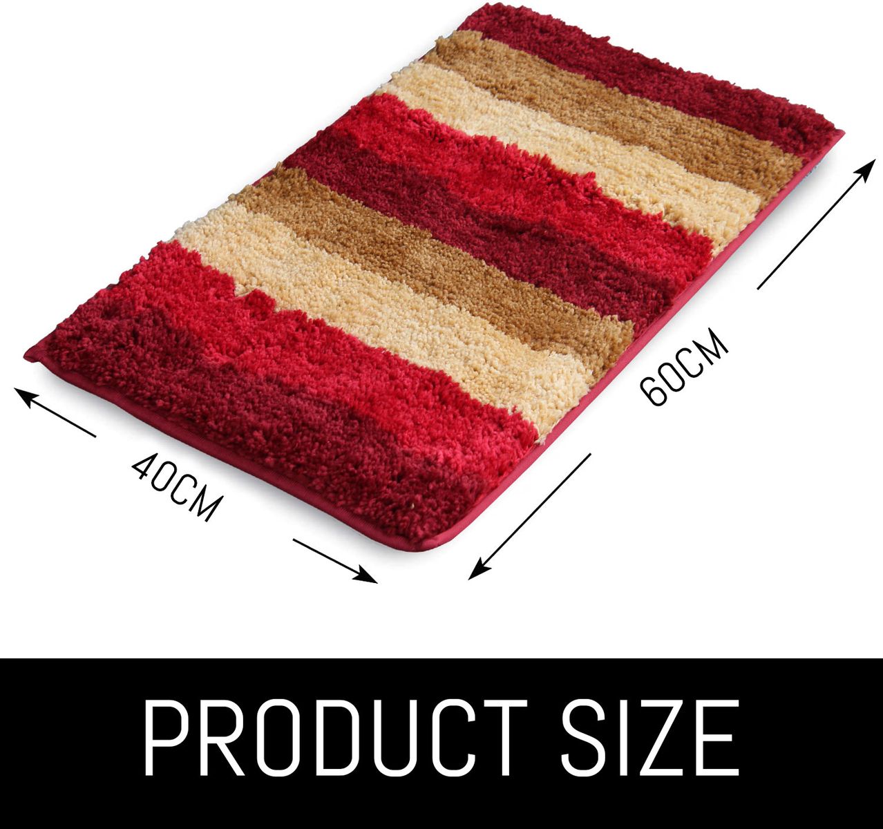 LUXE HOME INTERNATIONAL Bathmat Jaricho Microfiber 2500 GSM Anti-Skid ( 40Cm x 60Cm , Cherry , Pack of 1 ) - Cherry