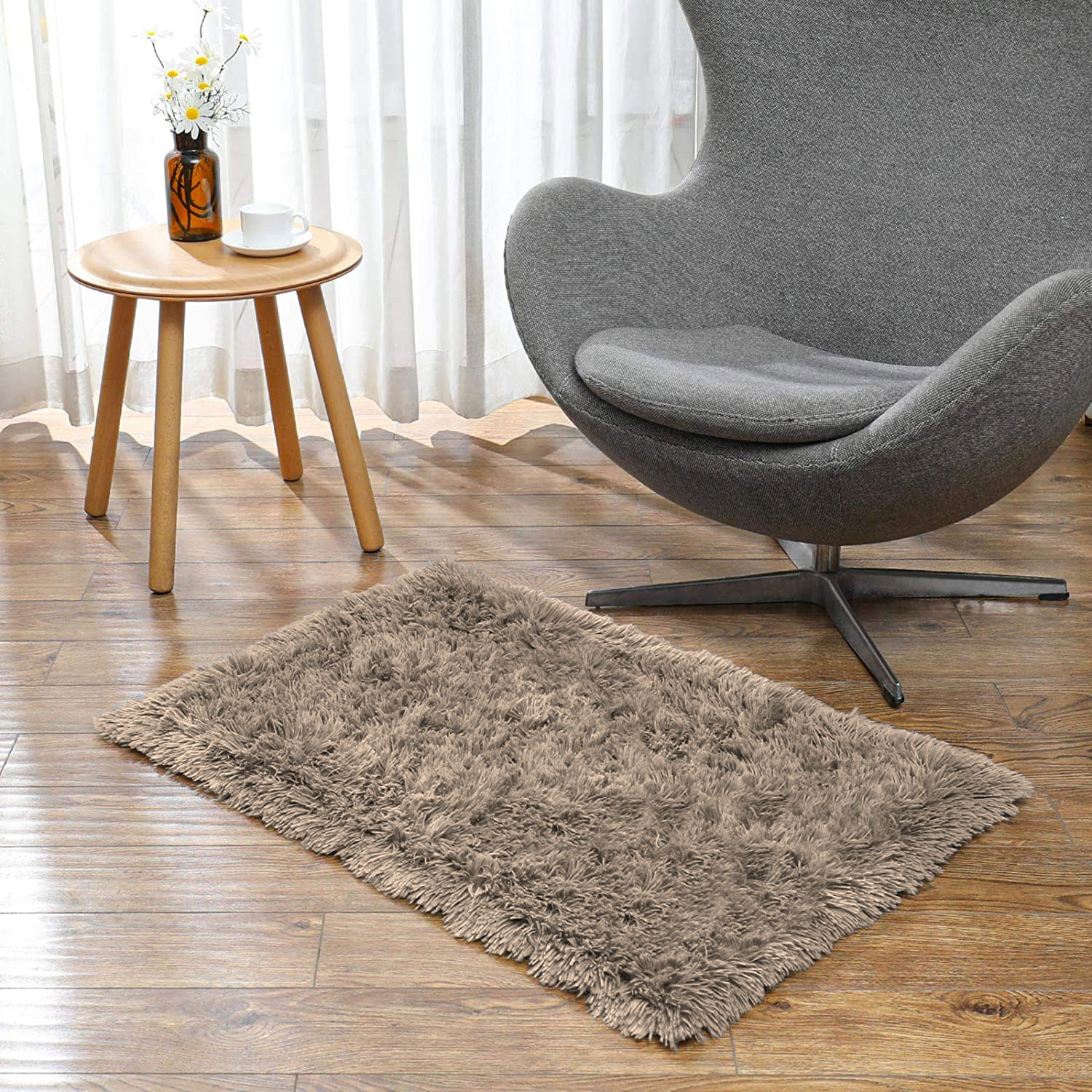 LUXE HOME INTERNATIONAL BathmatMarinoFur2000GSMSuperSoft(Taupe,45x75Cm,Packof1) - Taupe