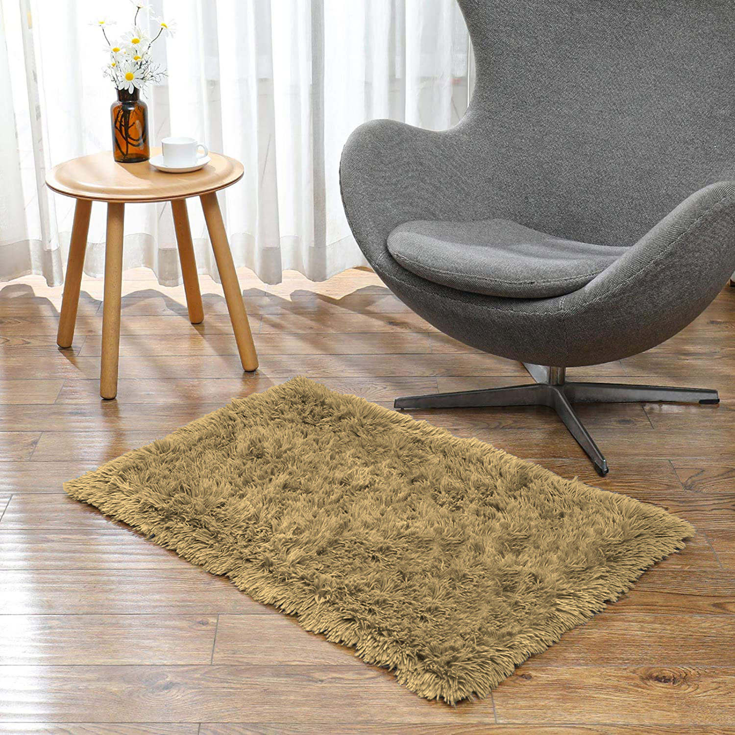 LUXE HOME INTERNATIONAL Bathmat Marino Fur 2000 GSM Super Soft ( A.Gold , 45x75 Cm , Pack of 1 ) - A.Gold