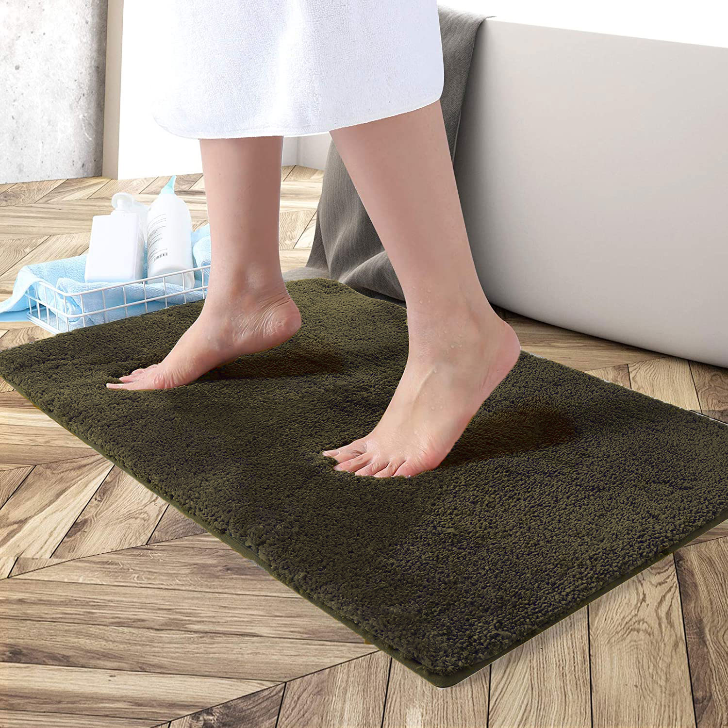 LUXE HOME INTERNATIONAL Bathmat Newman Microfiber 2500 GSM Anti Slip ( Arabic Coffee, 45x75 cm, Pack of 1 ) - Arabic Coffee