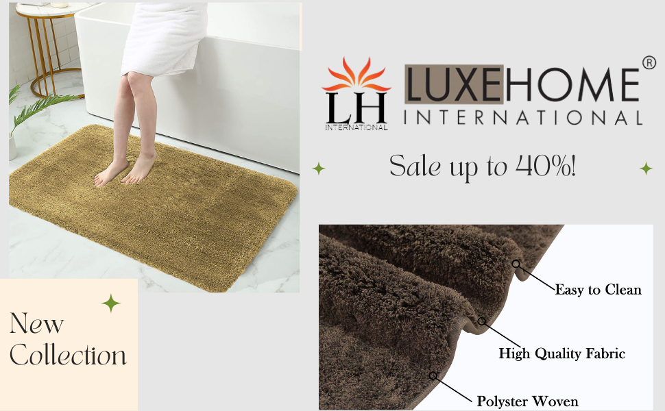 LUXE HOME INTERNATIONAL Bathmat Sensuous Microfiber 2500 GSM Anti-Skid ( Coffee , 45 Cm x 75 Cm , Pack of 1 ) - Coffee