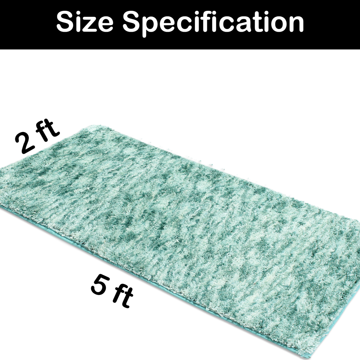 LUXE HOME INTERNATIONAL RunnerHawaiiMicrofiber2500GSMAnti-Skid(Aqua,2Ftx5Ft,Packof1) - Aqua