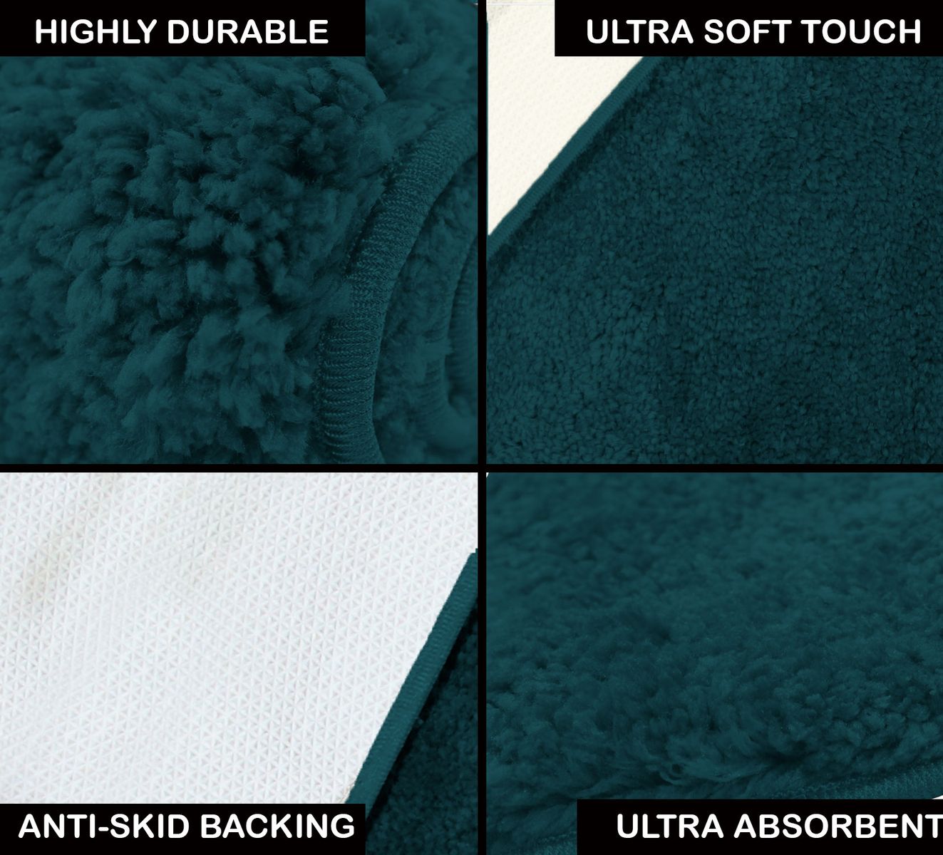 LUXE HOME INTERNATIONAL Runner Newman Microfiber 2500 GSM Anti Slip ( Teal, 2x5 Ft, Pack of 1 ) - Teal