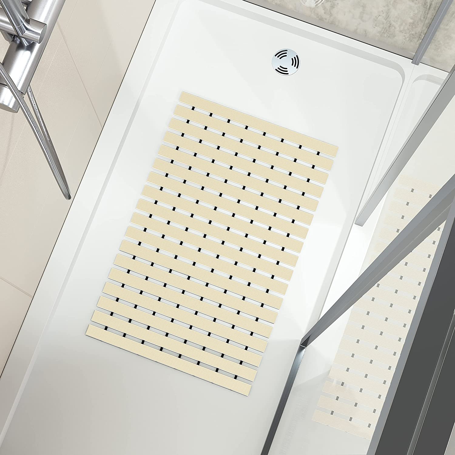 LUXE HOME INTERNATIONAL LuxeHomeShowerBathMatareNon-SlipwithHeavyDutyRubberforBathroomIndoororOutdoor,Bathtub,Kitchen,andFloorMats(Beige,17x26Inch,Packof1) - Beige