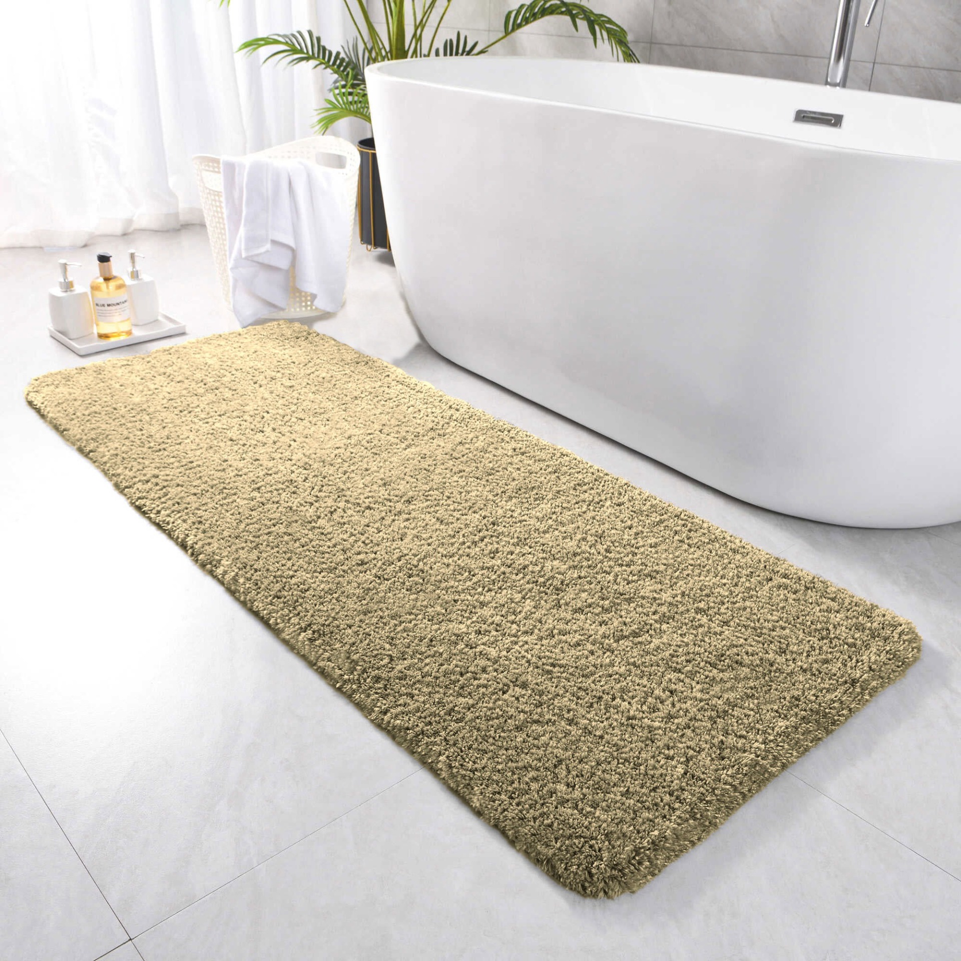 Runner Newman Microfiber 2500 GSM Anti Slip ( Anti Gold, 2x5 Ft, Pack of 1 )