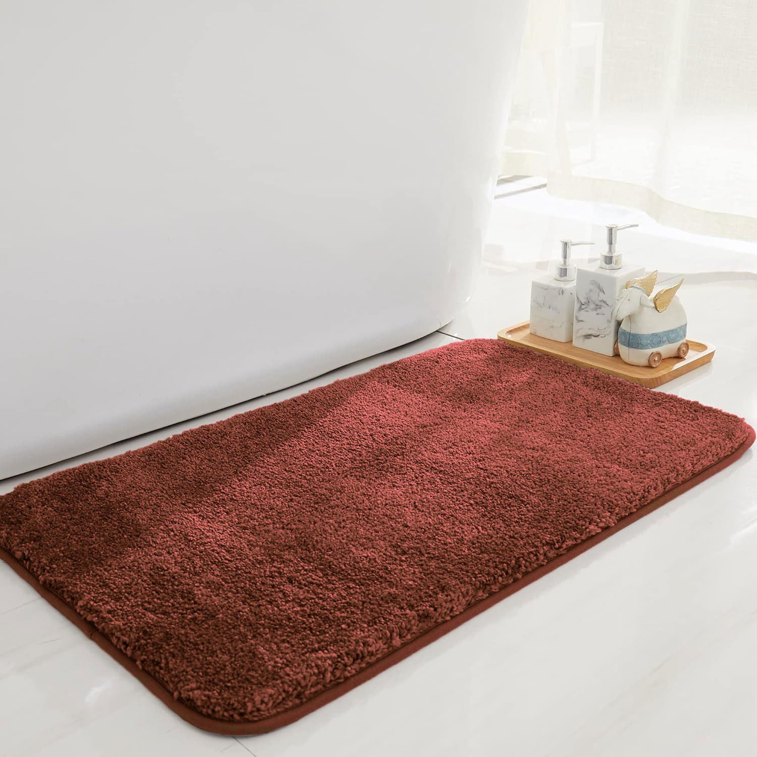Bathmat Newman Microfiber 2500 GSM Anti Slip ( Rust, 45x75 cm, Pack of 1 )