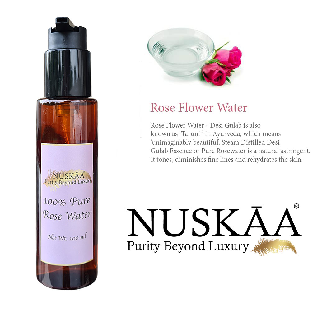 LUXE HOME INTERNATIONAL NUSKAA100%PurelyOrganicRoseWater/GulabJalInfusedWithPureRoseOilForMen&WomenAllSkinTypes,AllAgeGroups,100Ml - Pink