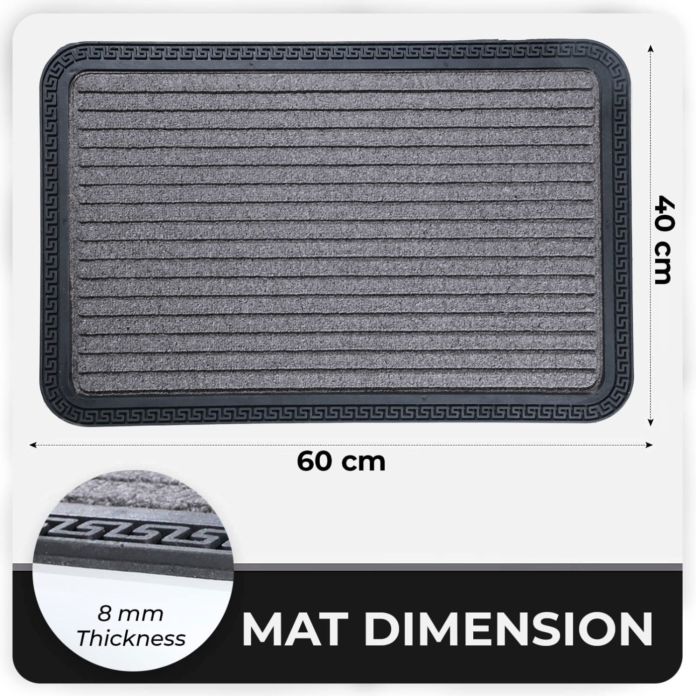 LUXE HOME INTERNATIONAL Luxe Home Rubber Doormats Entrance Foot mate water absorbing Door Mat For Bathroom Floor, Room Mats, Size 40x60 cm, Grey - Green