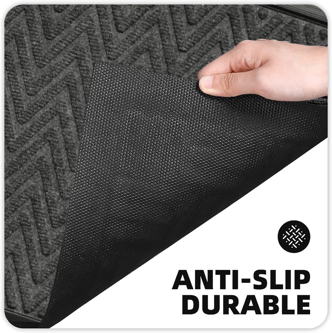 LUXE HOME INTERNATIONAL Luxe Home PVC Rubber Outdoor Door Mat Zig Zag Design Long Main Entrance Doormate Anti Slip Waterproof Welcome Mats for Floor, Bathroom, Kitchen, Office, Gym, 45x75 cm, Anthra - Anthra