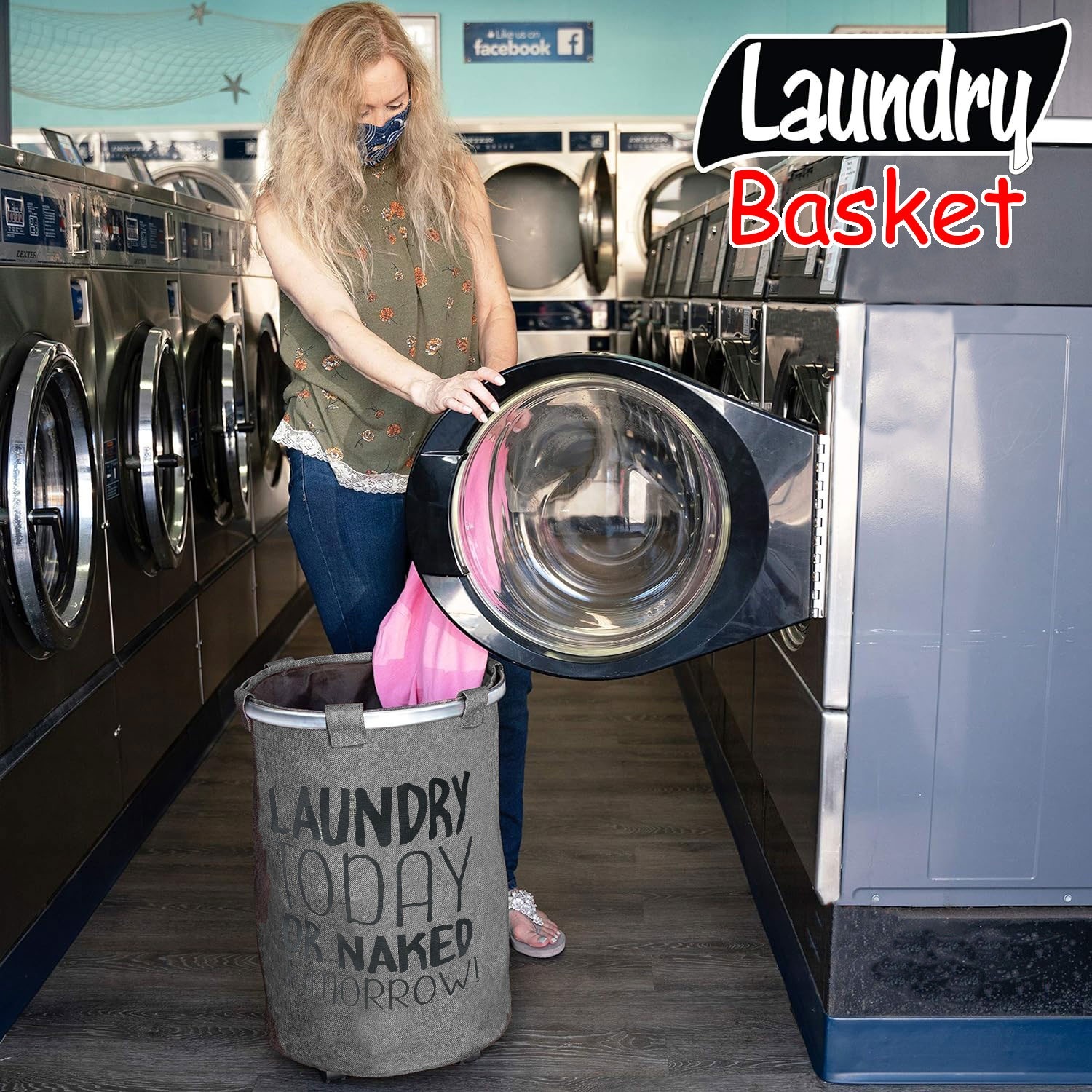 LUXE HOME INTERNATIONAL LaundryBasketforClothesFoldable,WaterproofPremiumAluminumLaundryHamperPerfectforBathroom,Bedroom,Kitchen(Round)Grey - 40X40X55CM, Gray, Aluminum Laundry Basket Round Grey