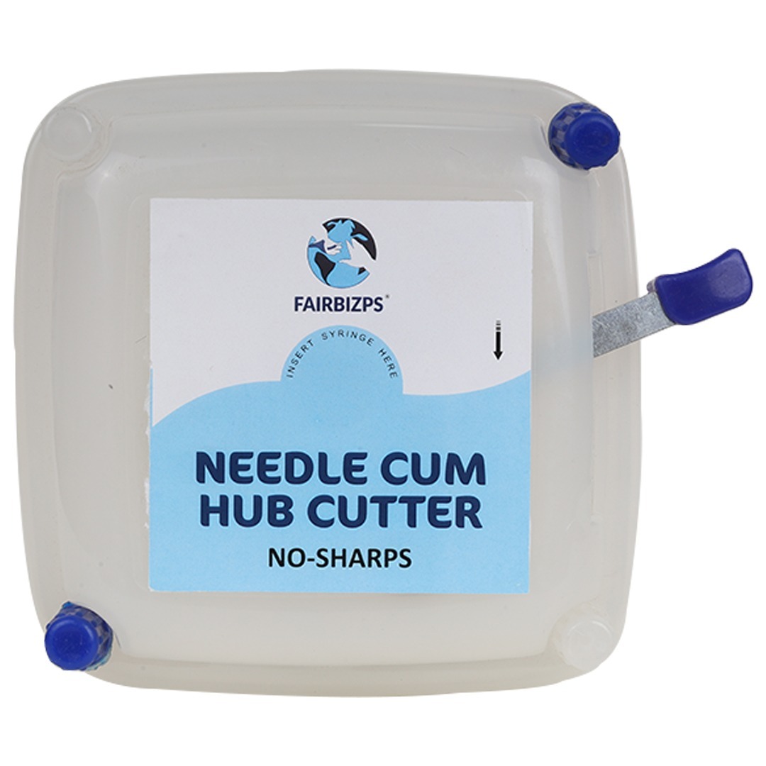 FAIRBIZPS ABS Needle Cum Syringe Hub Destroyer Manual Hub Cutter, Sharp Container 1000ML (White Translucent)