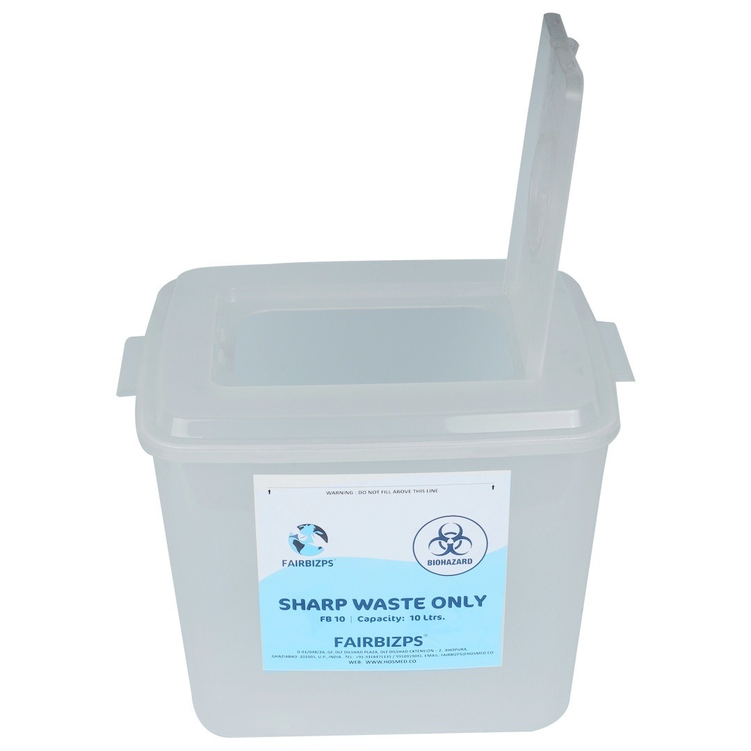 FAIRBIZPS Bio-Medical Sharps Container with Puncture Proof for Needles, Glass Waste and Metallic Implants-Capacity 10 Ltr.