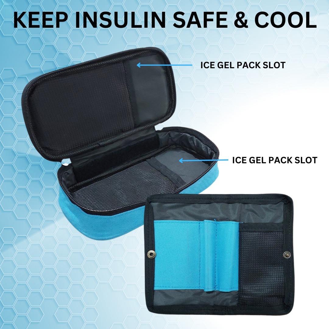 FAIRBIZPS Insulin Cooling Travel Pouch for Diabetics with Two Ice Gel Packs - Sky Blue | Ice Pack for Insulin | Insulin Cooler Bag for Travel | Keep Insulin Safe and Cool for 6 to 8 Hours Pac of 2