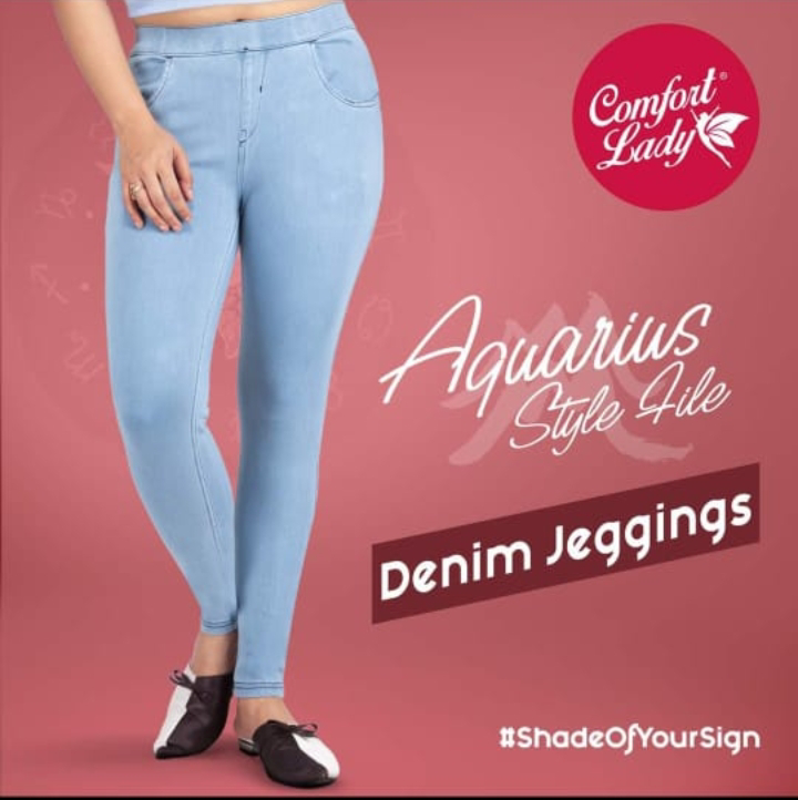 Comfort Lady DENIM Jegging (LIGHT BLUE)) - L, light Blue