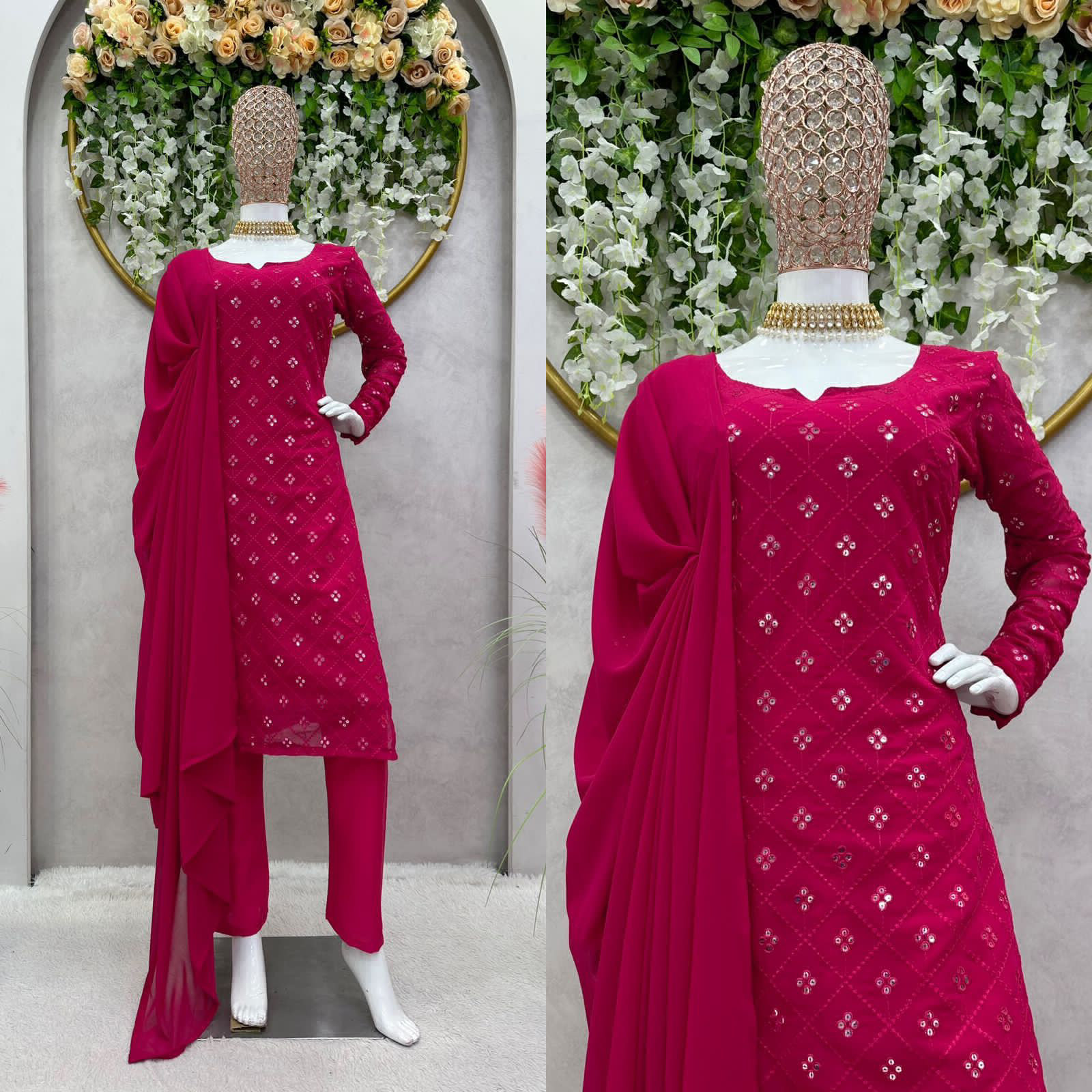 VRE Designer Kurti Set  - Red, M-38