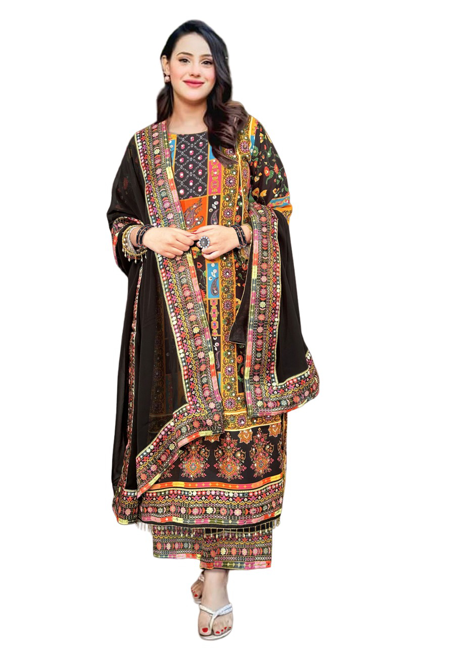 ARM TUHI-HEAVY FANCY PAIR WITH DUPATTA SET - Black, L-40