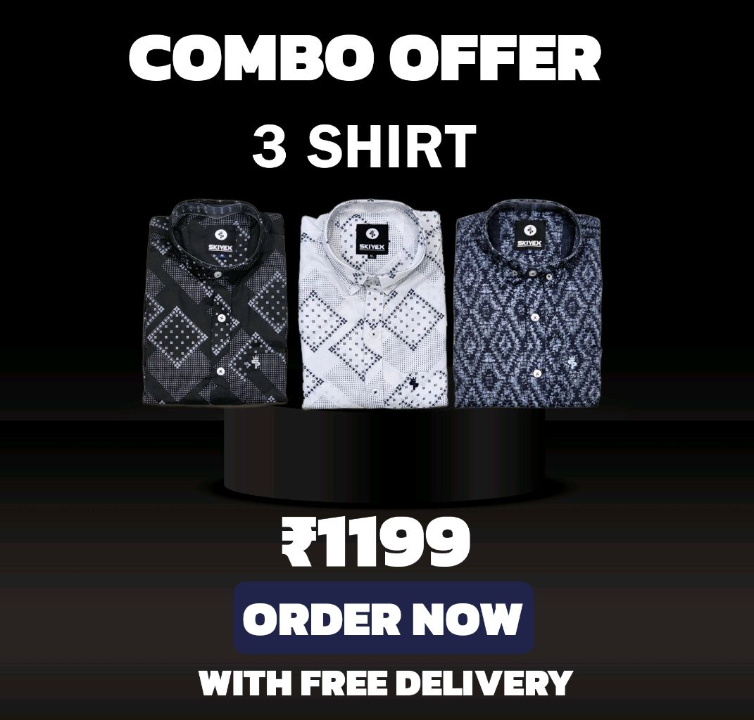 3 PRINT SHIRTS  COMBO OFFER SKIYEX - M