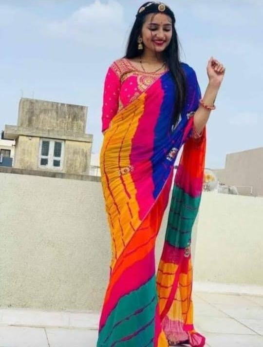 Shaded Leheriya Handwork Saree – Sanwali Sakhi