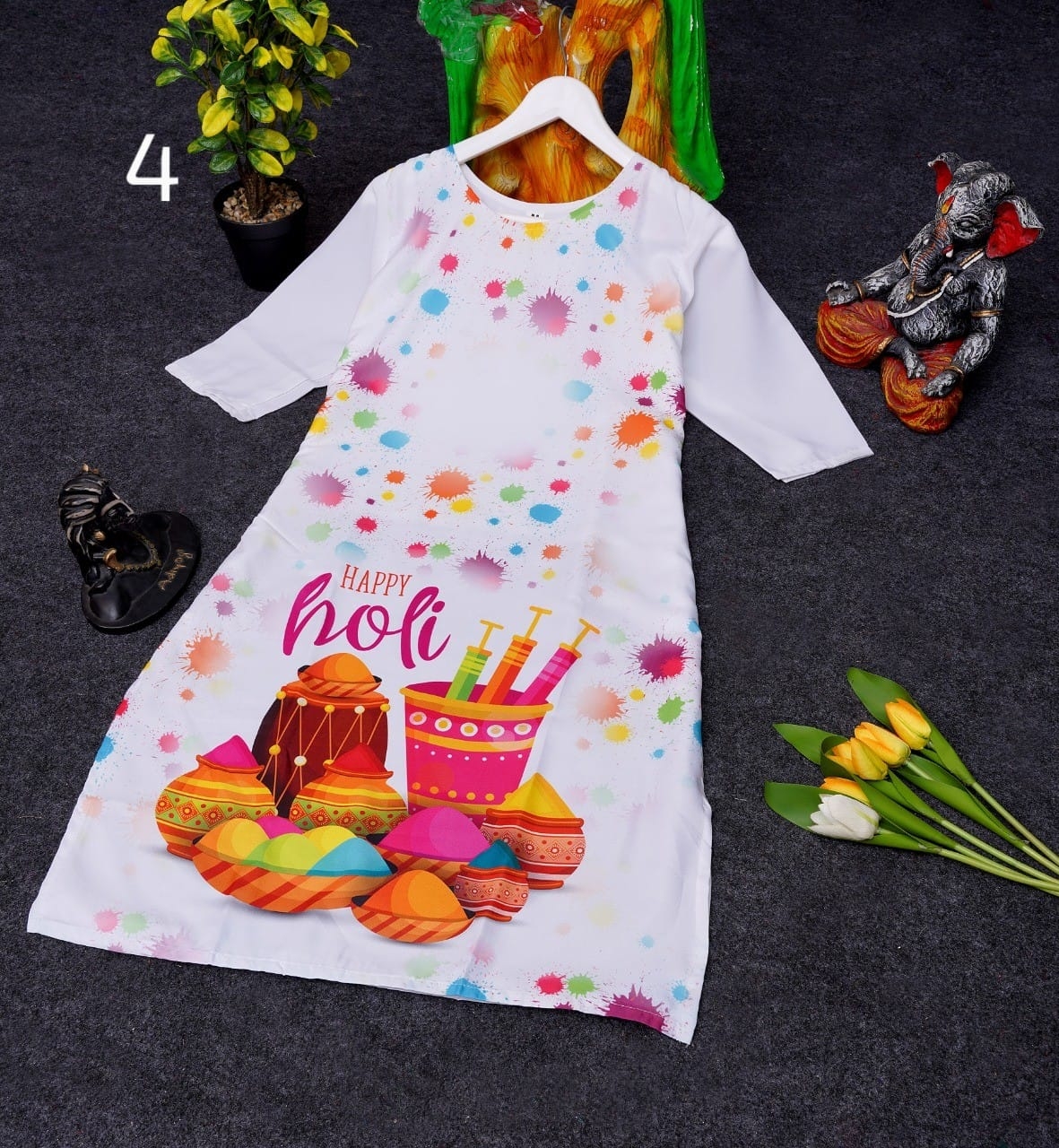 Happy Holi | Holi Hai Printed White Cotton Half Sleeve Rompers Holi Dress |  Holi Tshirt For Baby Boy | Holi Tshirts For Baby Girl