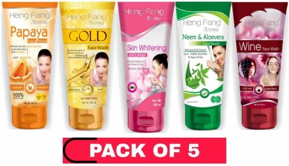 Heng Fang All Skin types (Papaya, Neem, Wine, Skin whitening, Gold) Pack of 5 Men & Women All Skin Types Face WashBrand :Heng FangModel Name :All Skin types Face Wash