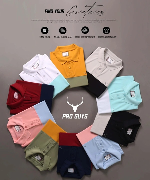 PRO GUYS Brand  Pro Guys Style CN Man's T- Shirt With Collar & Dry Feet - Melrose, L, T -Shirt