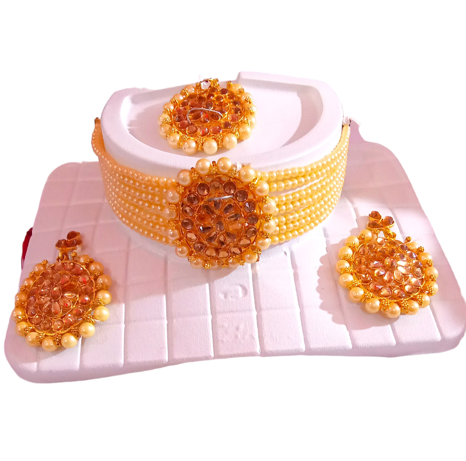 Skb Kundan Necklace Red Colour For Girls & Women