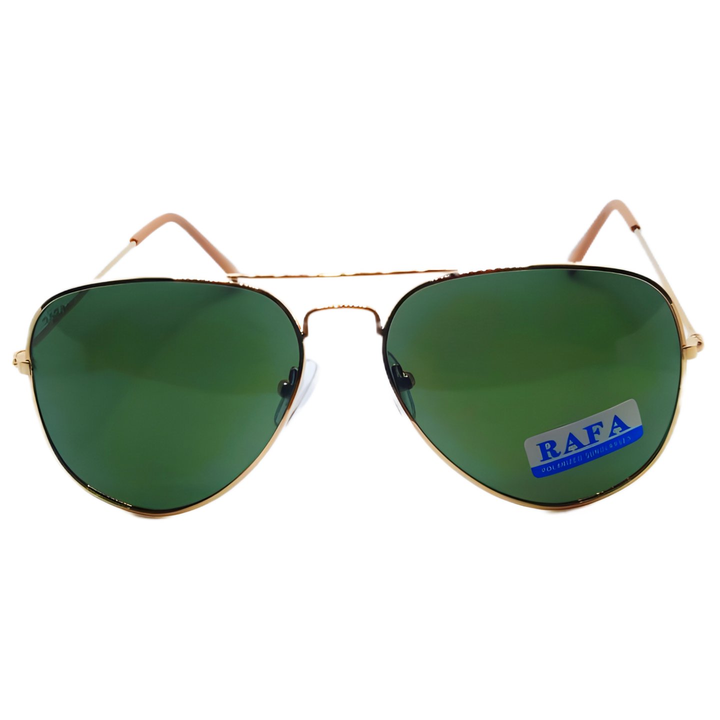 "RAFA Luxury Class Aviator Sunglasses - Hunter Green Shade, Pale Gold Frame"