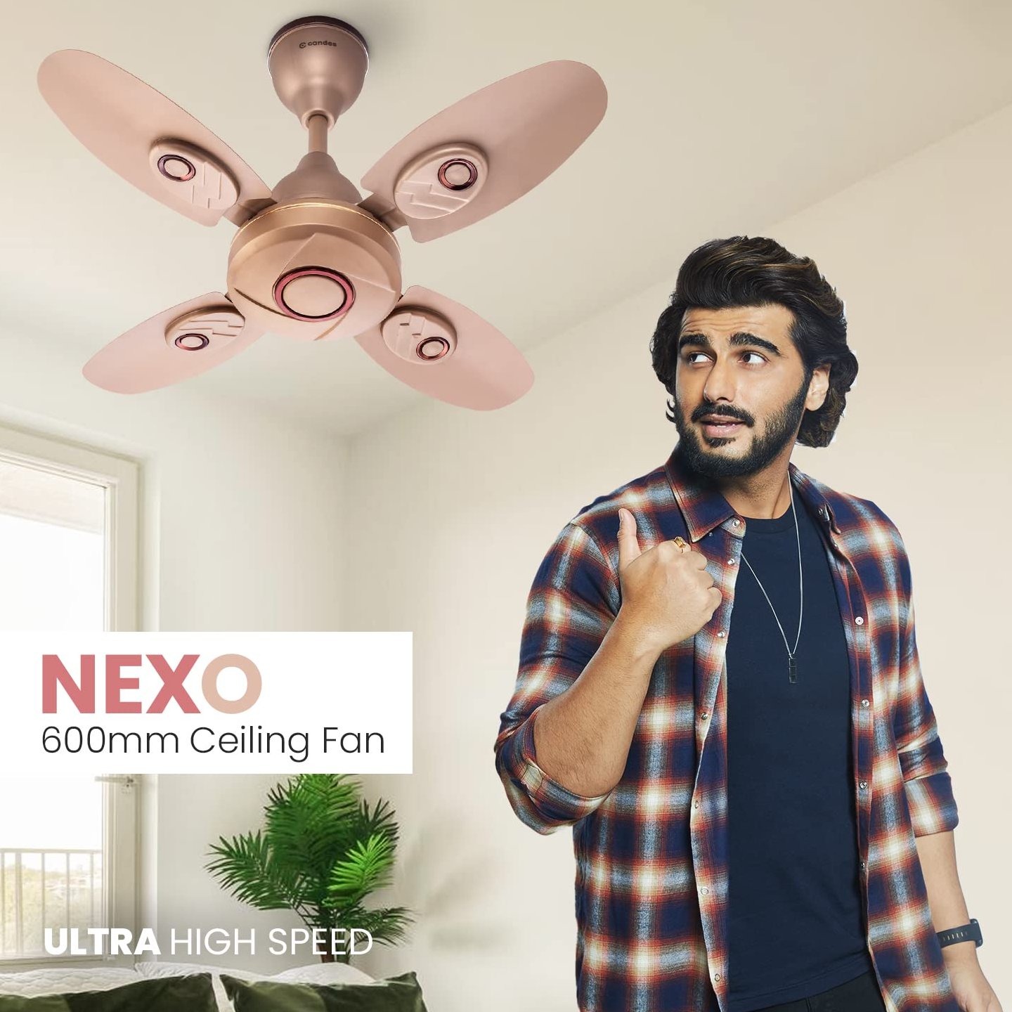 Candes Nexo Ultra High Speed 4 Blade Ceiling Fan, Sweep: 600 mm - Broken Gold