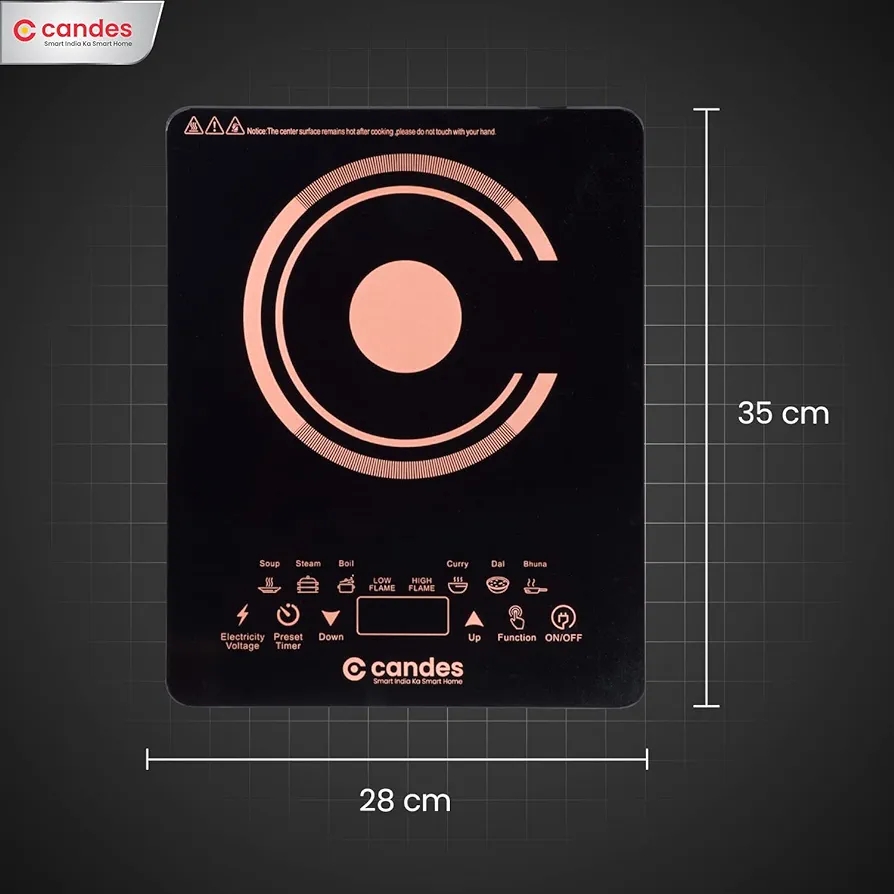 Candes ICT-2200-TP 2200W Glass Black Electric Induction Cooktop with Touch Panel - Black