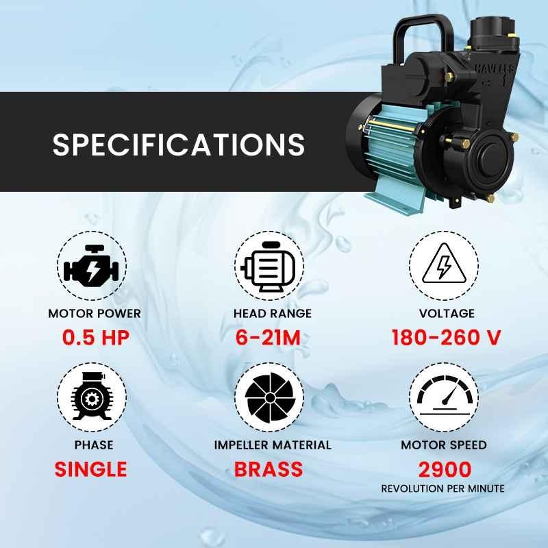 Havells Copper Single Phase Self Priming Monoblock Pump - 0.50HP