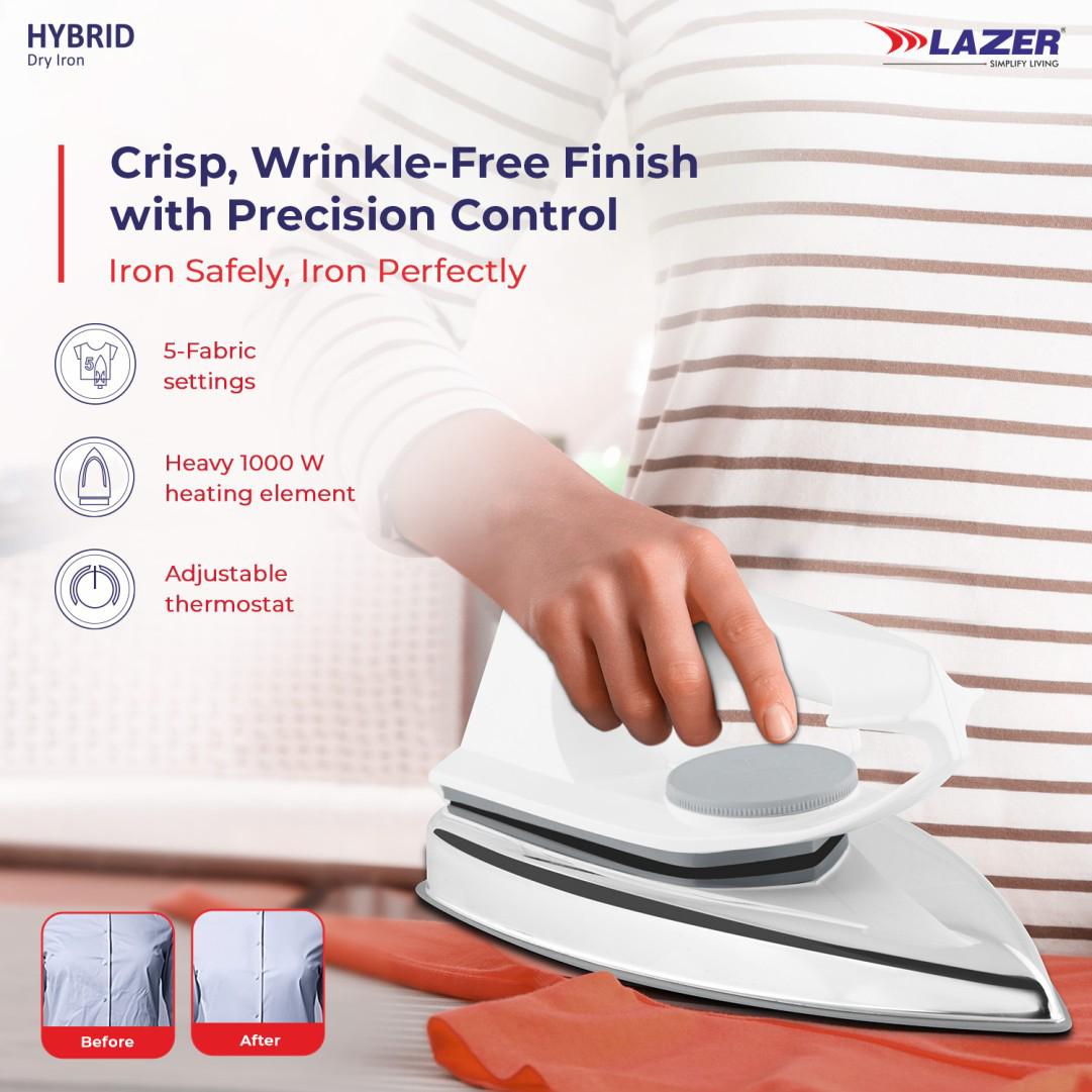 Lazer Hybrid 1000W White Dry Iron