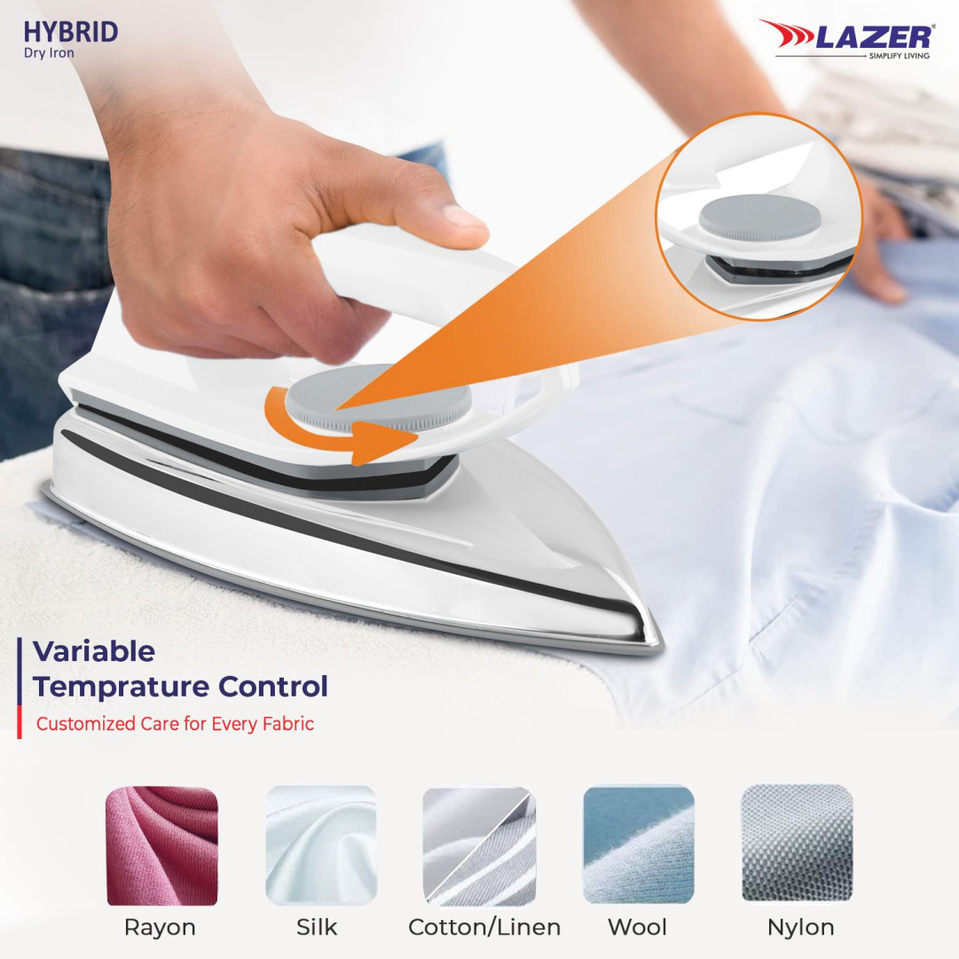 Lazer Hybrid 1000W White Dry Iron