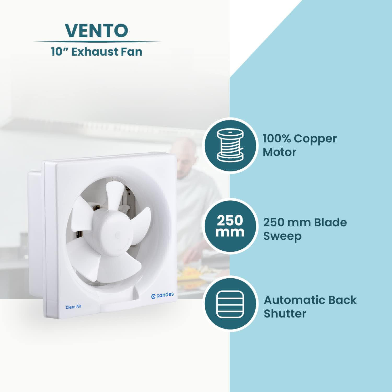 Candes Vento 35W White 5 Blade Exhaust Fan - 200mm