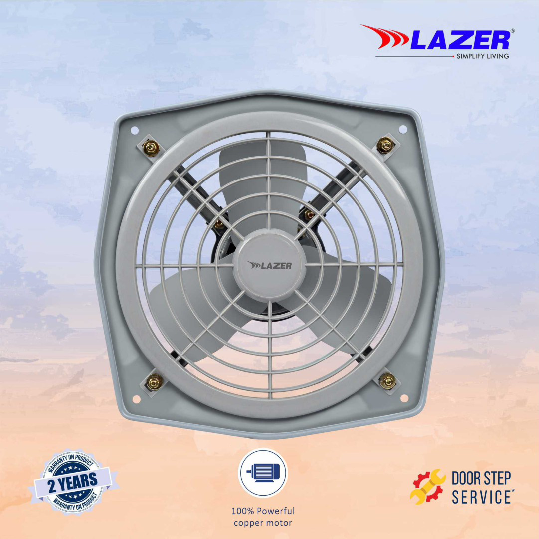 Lazer Oxygen Reversible 80W 2200rpm Grey 3 Blade Fresh Air Exhaust Fan - 225mm