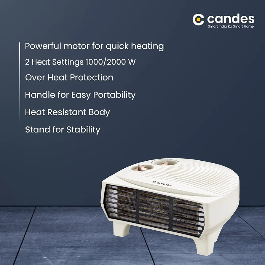 Candes Radiant 2000W White All in One Silent Blower Fan Room Heater