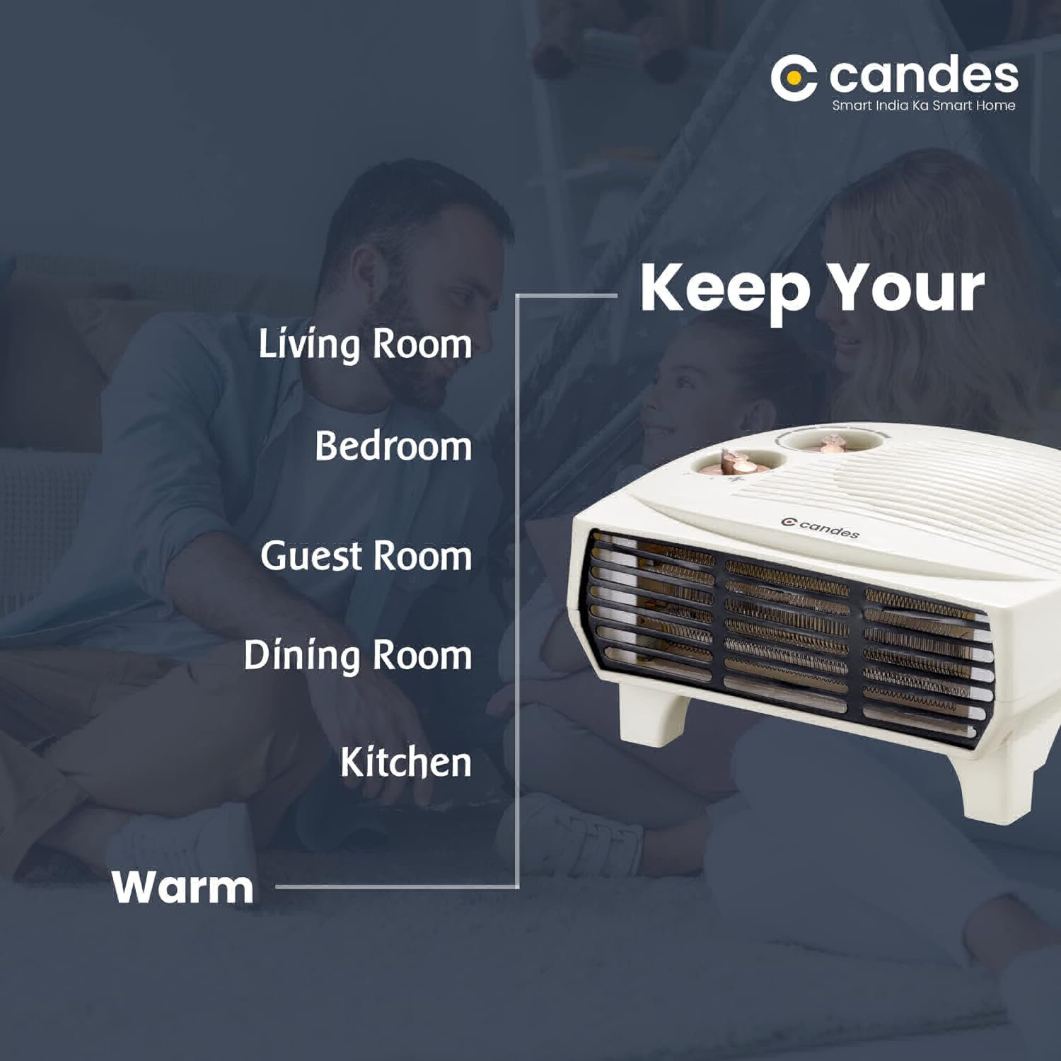 Candes Radiant 2000W White All in One Silent Blower Fan Room Heater