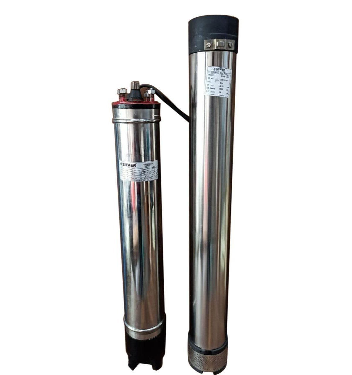 SILVER BOREWELL SUBMERSILE PUMP SETS 4'' Water filled Submersible Pump Sets Radial Flow Submersible Pump Sets - 1.5HP 6STAGE, SS12