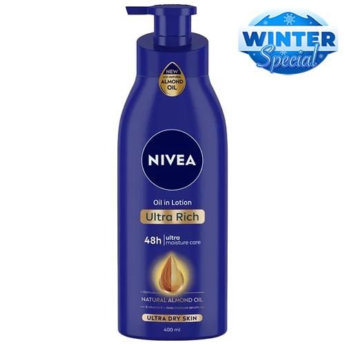 Nivea Oil In Lotion - Ultra Rich, With Natural Almond Oil, For Extreme Dry Skin, 48H Moisture Care, 400 ml Bottle