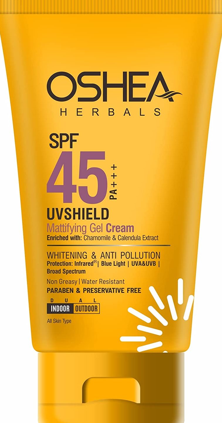 Oshea UVshield Mattifying Gel Cream Spf 45 Pa+++ I Enriched with Chamomile & Calendula Extract White I 120 g